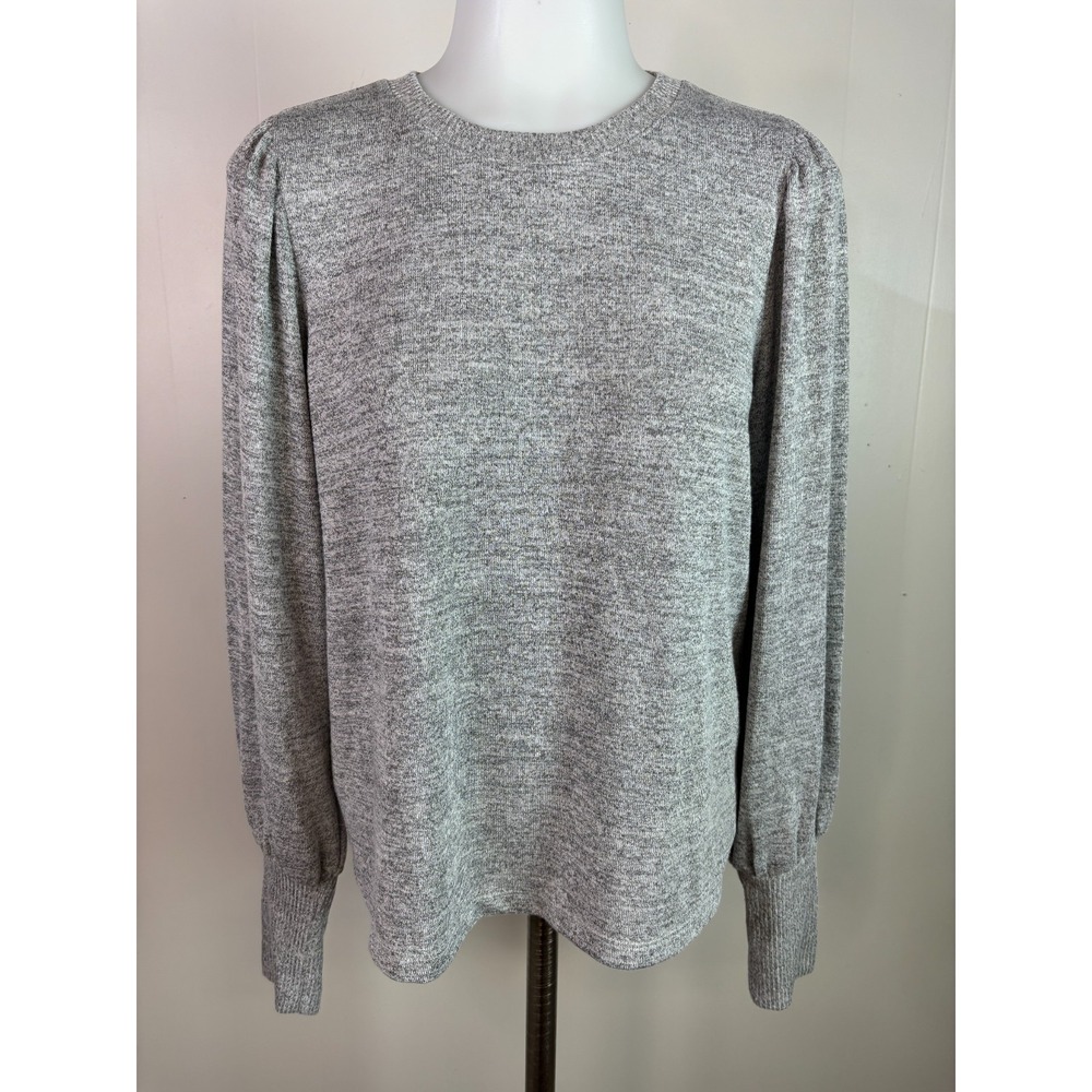 GAP Top Small Heather Gray Stretch Knit Balloon Sleeve Casual Shirt Women's